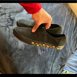 All-Black + Reggaeton Checker Vans (ONLY WORN ONCE OR TWICE, DUSTY FROM STORAGE)